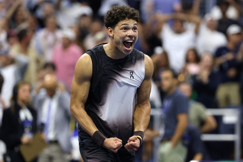 Ben Shelton savors the biggest win of his career. AFP