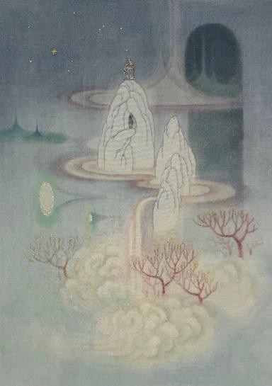 Zhang Xiaoli, Dawn Dream, 2025, Ink and colour on silk, 27x20cm.