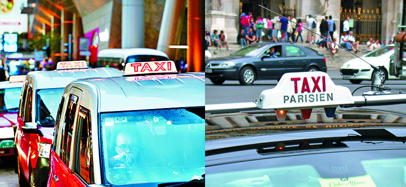 Taxi drivers in Hong Kong and France are an unhappy bunch.  SING TAO, (WT-SHARED) RIGGWELTER AT WTS.WIKIVOYAGE