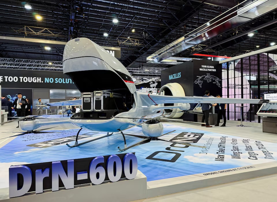 ST Engineering shows its DrN-600 drone at the Singapore Airshow, in Singapore February 4, 2026. REUTERS/Jun Yuan Yong 