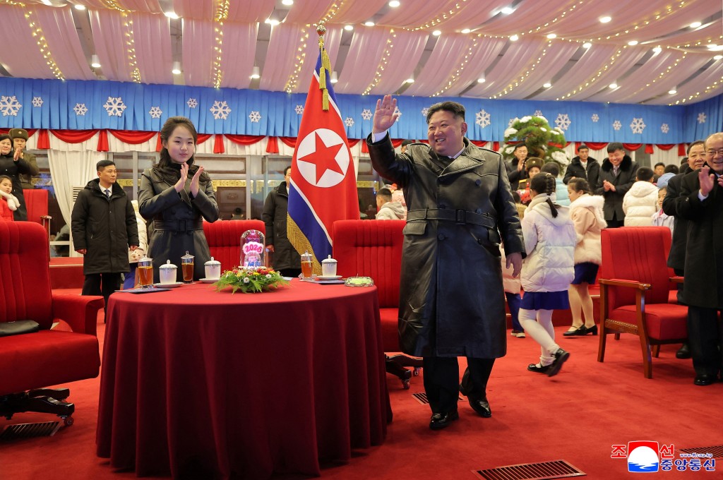 North Korean leader Kim Jong Un and his daughter Kim Ju Ae attend an event to celebrate the New Year, in Pyongyang, North Korea, in this picture released by North Korea's official Korean Central News Agency on January 1, 2026. (Reuters)