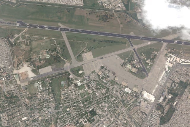 A Satellite image shows Nur Khan air base in Islamabad, Pakistan, May 11, 2025, after Pakistani military said it was targeted by an Indian missile attack. (2025 Planet Labs PBC/Handout via REUTERS)