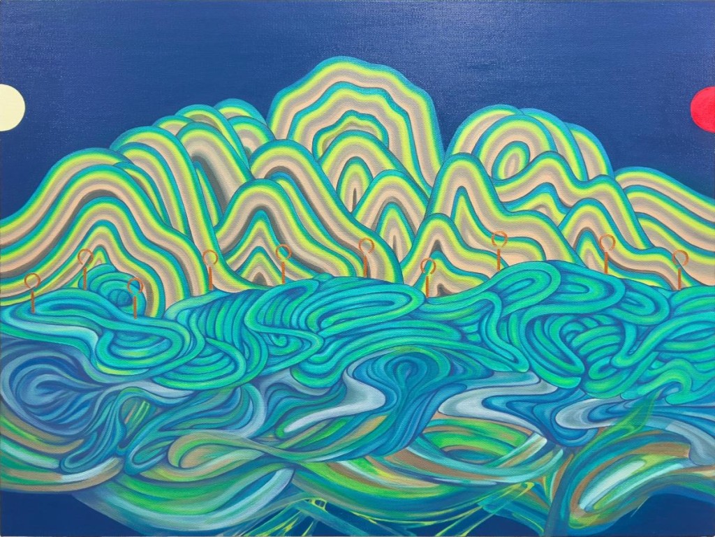 Ashlee Ip, Between the Mountains and the Ocean, 2024, Acrylic and Oil on Canvas, 60 x 80  cm