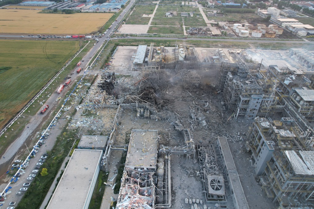 Rescuers work at the explosion site of a chemical plant operated by Shandong Youdao Chemical in Gaomi, Shandong province, China May 27, 2025. (Reuters)