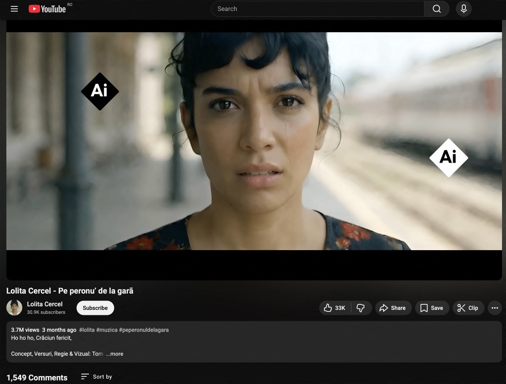 A screen grab of a video showing AI generated singer Lolita, pictured in Bucharest, Romania, on April 16, 2026. (AFP)