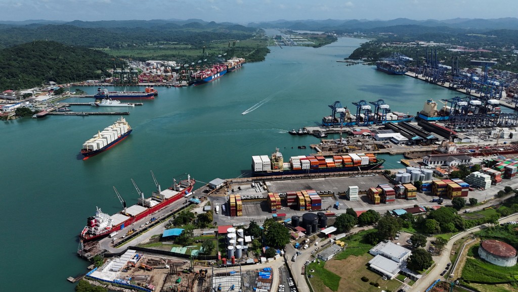 A drone view shows the Panama Canal area in Panama City, Panama. (Reuters)