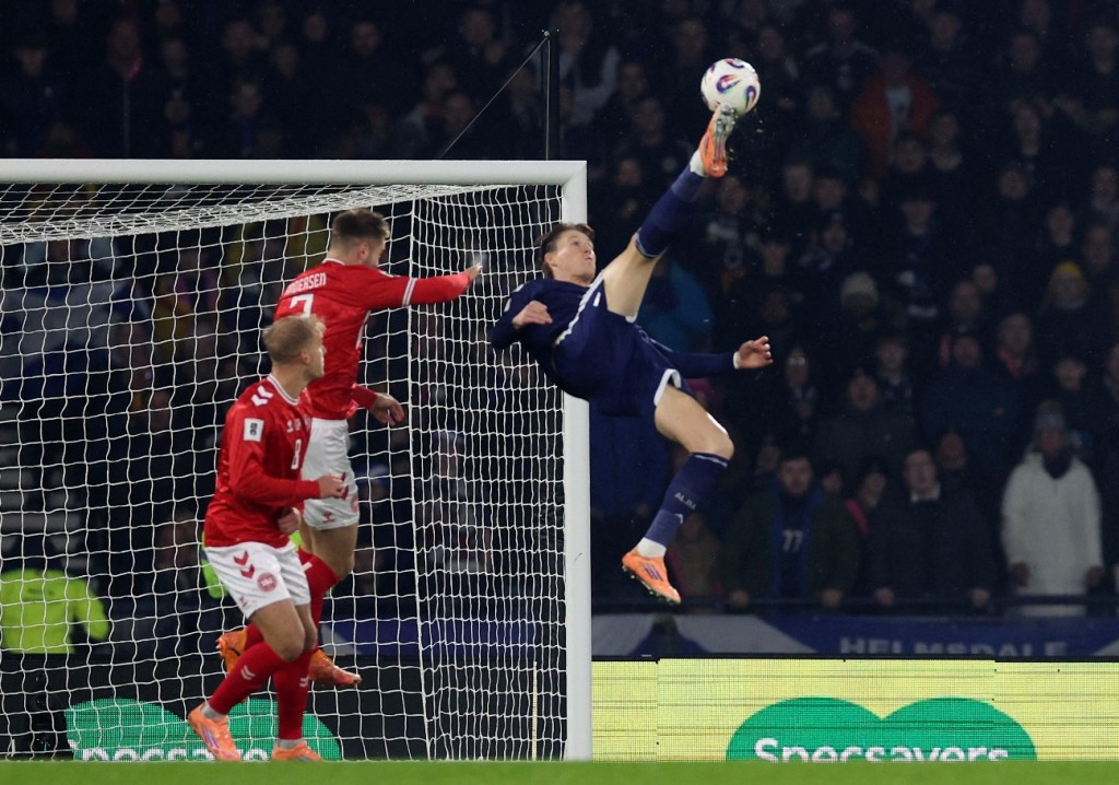 Scott McTominay’s acrobatic opener against Denmark at Hampden Park in November quickly entered Scottish football folklore.  REUTERS