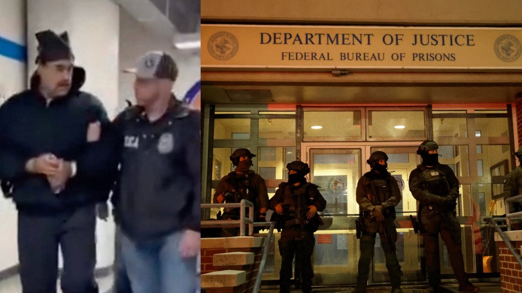 Armed police officers stand in front of the Metropolitan Detention facility in the Brooklyn borough of New York, where ousted president Nicolas Maduro is expected to be held, on January 3, 2026 in New York City. (AFP)