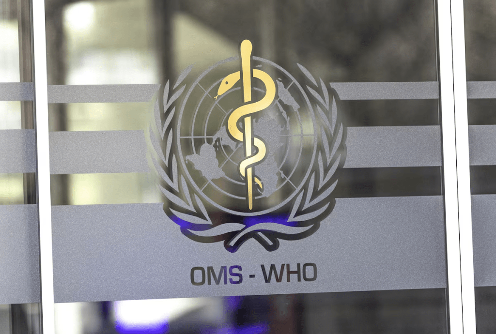 The World Health Organisation (WHO) logo is seen near its headquarters in Geneva, Switzerland, February 2, 2023. REUTERS/Denis Balibouse/File Photo