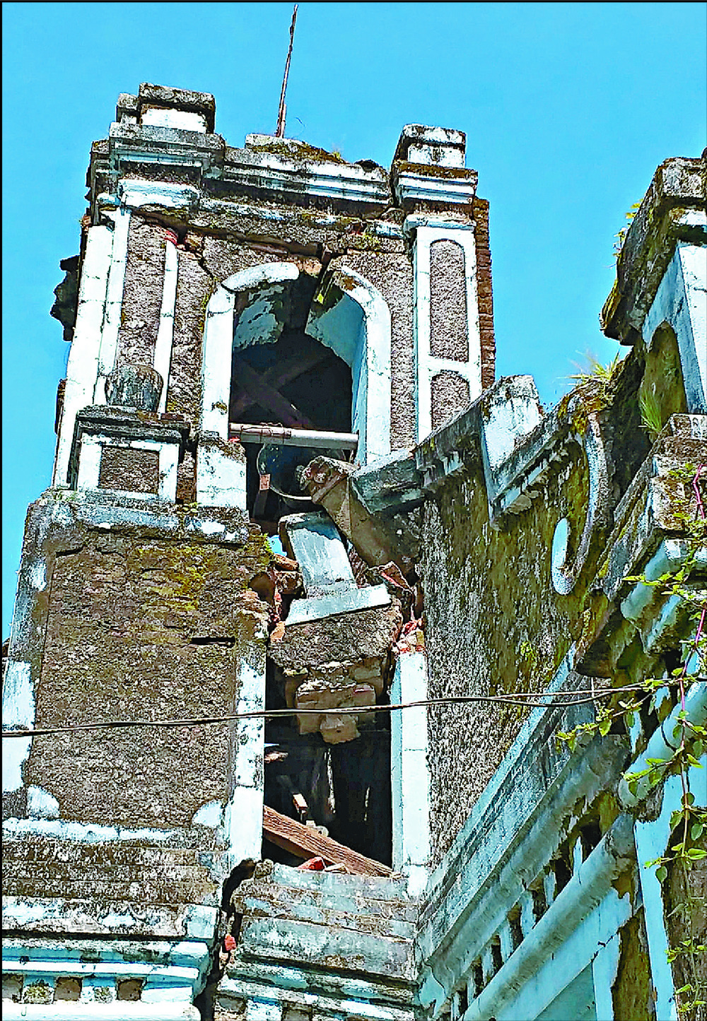 The Aglipayan church  in La Paz, Abra, suffers heavy damage. REUTERS