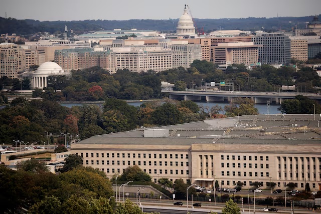 The Pentagon building is seen in Arlington, Virginia, U.S. October 9, 2020. REUTERS/Carlos Barria/File Photo