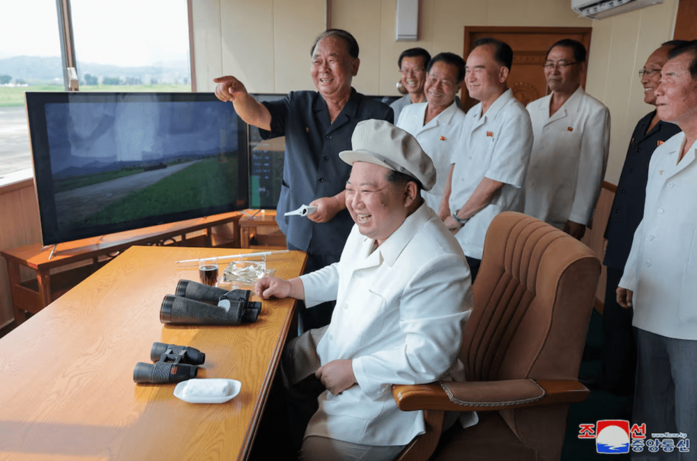 North Korean leader Kim Jong Un oversees a performance test of drones during a visit to the Drone Institute of North Korea's Academy of Defence Sciences at an undisclosed location in North Korea, August 24, 2024, in this photo released by North Korea's official Korean Central News Agency. (KCNA via REUTERS/File Photo) North Korean leader Kim Jong Un oversees a performance test of drones during a visit to the Drone Institute of North Korea's Academy of Defence Sciences at an undisclosed location in North Korea, August 24, 2024, in this photo released by North Korea's official Korean Central News Agency. (KCNA via REUTERS/File Photo)