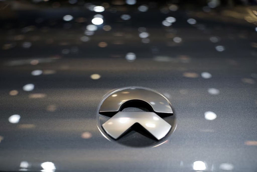 A logo of Nio is pictured on its car. Reuters
