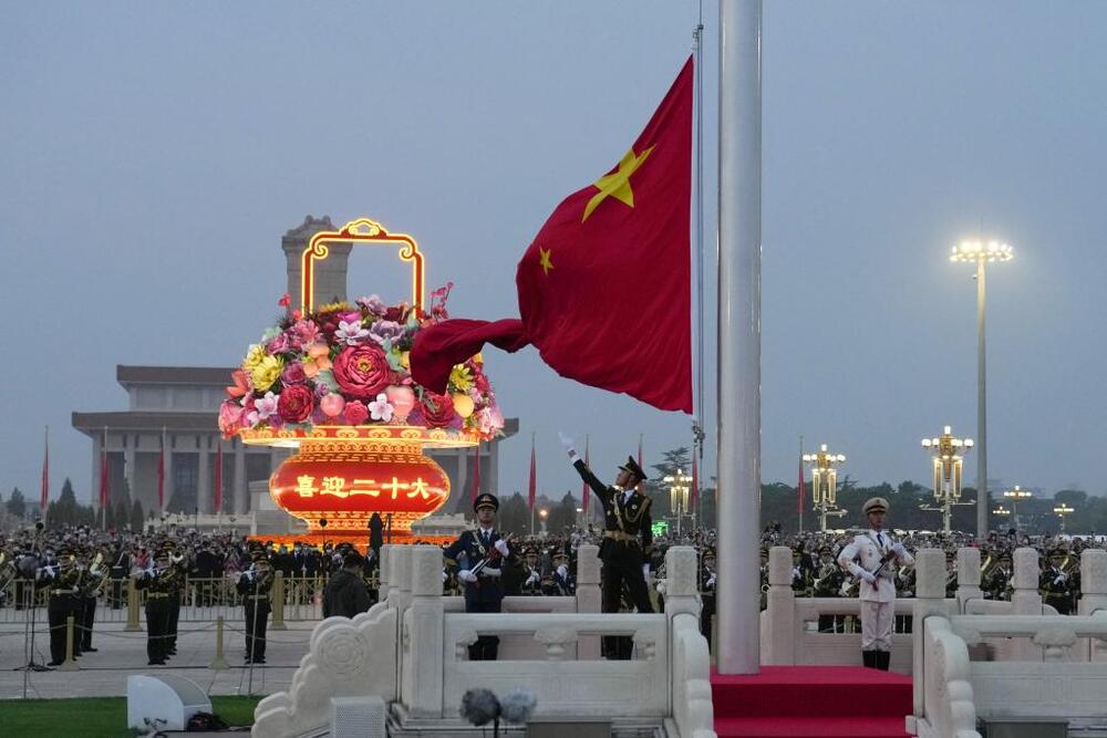 A flag-raising ceremony to celebrate the 73rd anniversary of the founding of the People's Republic of China is held at the Tiananmen Square in Beijing, capital of China, Oct. 1, 2022. (Xinhua/Chen Zhonghao)