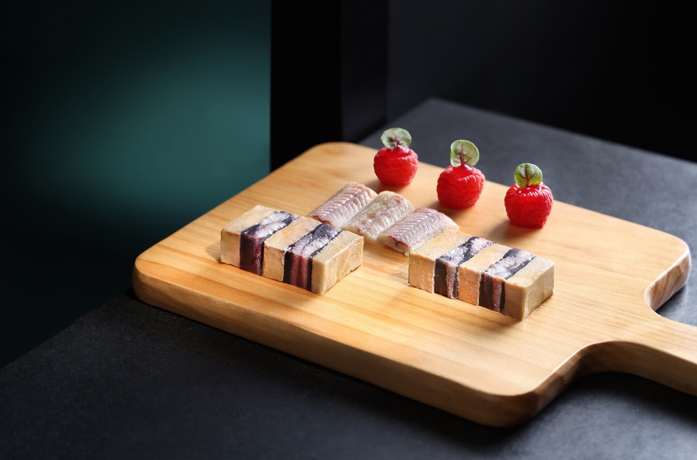 SKYE's Valentine's Day curated menu begins with the appetizer - Red Fruit Foie Gras Terrine. SKYE's Valentine's Day curated menu begins with the appetizer - Red Fruit Foie Gras Terrine.