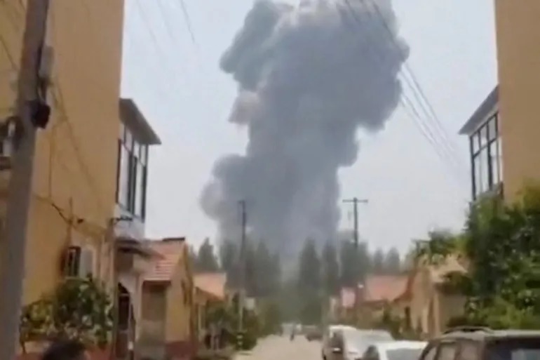 Representational photo: Smoke rises from an explosion at a chemical plant in Weifang in eastern China in this screengrab taken from a social media video, May 27, 2025 [Reuters]