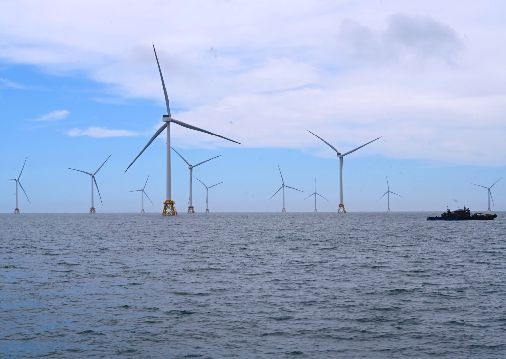 This photo taken on June 19, 2024 shows the phase II project of Zhangpu wind farm in southeast China's Fujian Province. XINHUA