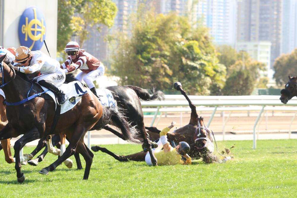 Jockey Vincent Ho remains conscious after being dislodged from Oldtown in race 6 at Sha Tin racecourse Sunday.