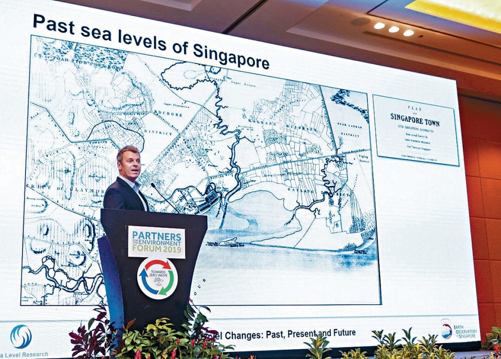 Horton presents the risks of sea-level rise in Singapore.