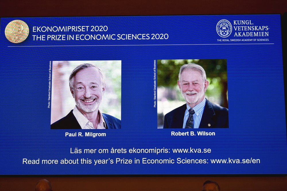 Americans Paul R. Milgrom, left, and Robert B. Wilson have won the Nobel Prize in economics for 'improvements to auction theory and inventions of new auction formats.' Americans Paul R. Milgrom, left, and Robert B. Wilson have won the Nobel Prize in economics for 'improvements to auction theory and inventions of new auction formats.'
