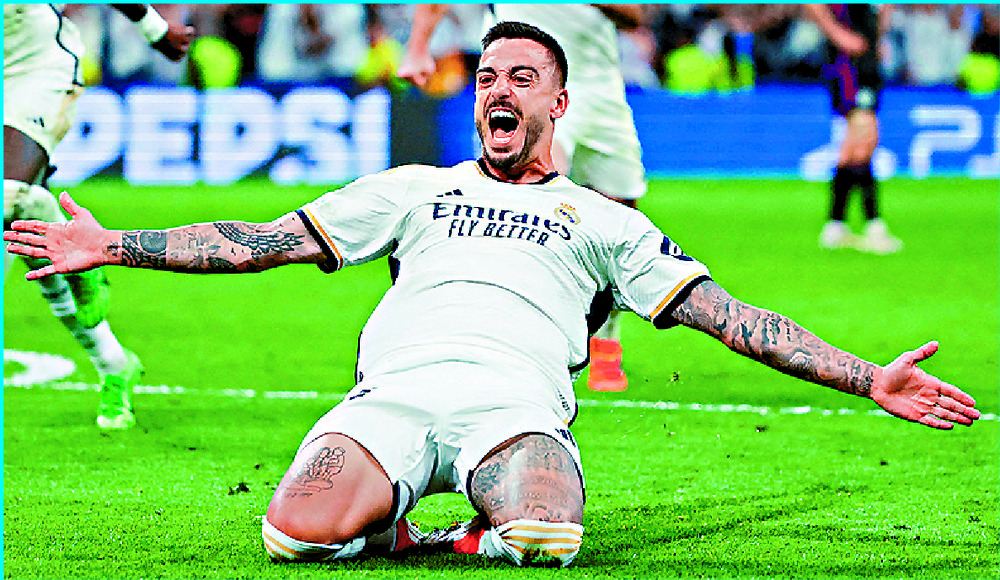 Joselu is over the moon after scoring the winner. REUTERS