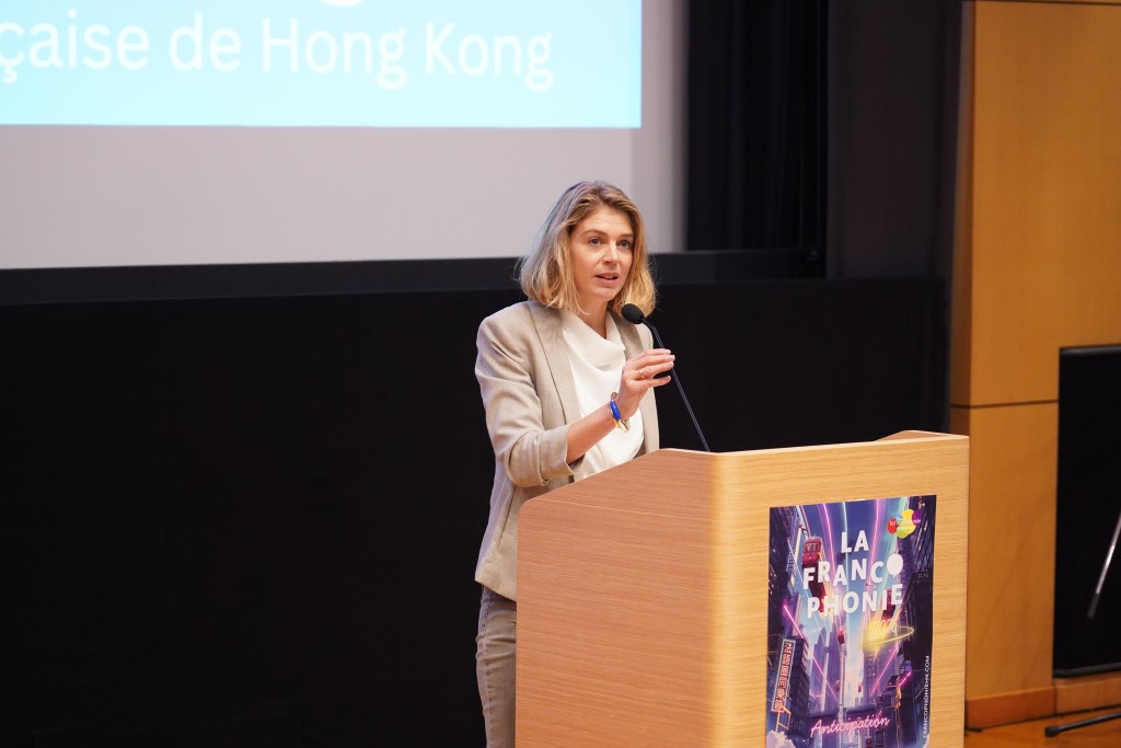 Julia Liotard-Vogt speaks at the opening ceremony of the 2026 Francophonie Festival on March 6. CONSULATE GENERAL OF FRANCE IN HONG KONG