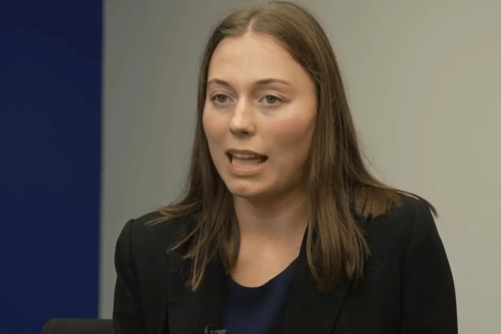 1 of 2 | In this image made from video, newly elected Australian Senator Charlotte Walker speaks during an interview with Australian Broadcasting Corp., in Adelaide, Australia, Monday, May 26, 2025. (Australian Broadcasting Corp. via AP)