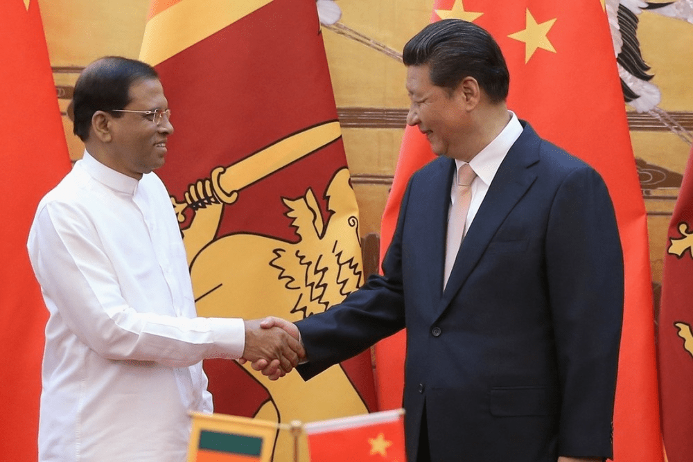 Sri Lankan President Maithripala Sirisena meets Chinese President Xi Jinping meets in Beijing. Photo: AFP Sri Lankan President Maithripala Sirisena meets Chinese President Xi Jinping meets in Beijing. Photo: AFP
