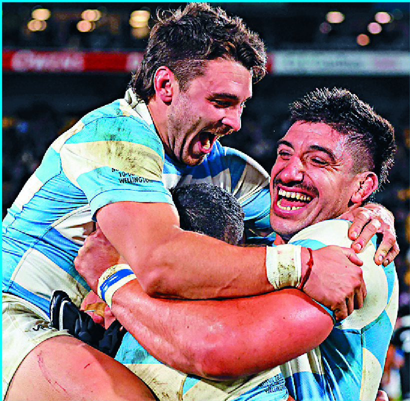 Argentina players celebrate their win. AFP Argentina players celebrate their win. AFP