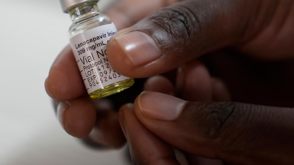 A pharmacist holds a vial of lenacapavir, at the Desmond Tutu Health Foundation's Masiphumelele Research Site, in Cape Town, South Africa, Tuesday, July 23, 2024. (AP Photo/Nardus Engelbrecht) A pharmacist holds a vial of lenacapavir, at the Desmond Tutu Health Foundation's Masiphumelele Research Site, in Cape Town, South Africa, Tuesday, July 23, 2024. (AP Photo/Nardus Engelbrecht)