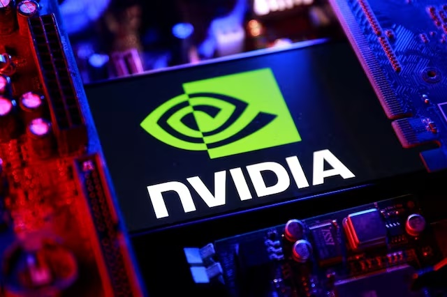 An NVIDIA logo and a computer motherboard appear in this illustration taken August 25, 2025. REUTERS/Dado Ruvic/Illustration/File Photo