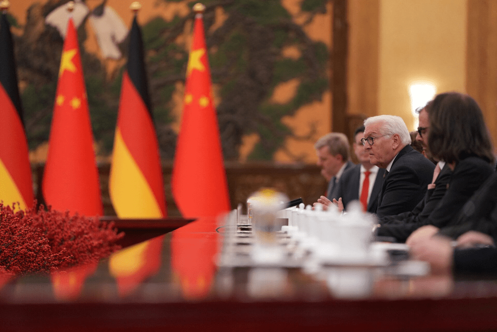 German President Frank-Walter Steinmeier attends a meeting with Chinese President Xi Jinping at the Great Hall of the People in Beijing, China, October 30, 2026. KYODO NEWS/Kai Naito/Pool via REUTERS