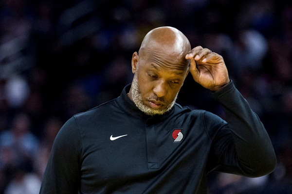 Oct 8, 2025; San Francisco, California, USA; Portland Trail Blazers Head Coach Chauncey Billups reacts during a time-out in the