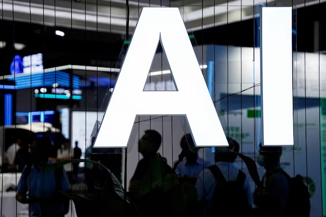 An AI (Artificial Intelligence) sign is seen at the World Artificial Intelligence Conference (WAIC) in Shanghai, China July 6, 2023. REUTERS/Aly Song/File Photo 