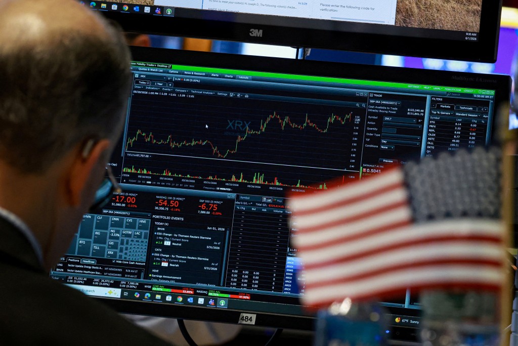 A trader works at his post on the floor at the New York Stock Exchange (NYSE) in New York City, U.S., June 1, 2026.  REUTERS/Brendan McDermid