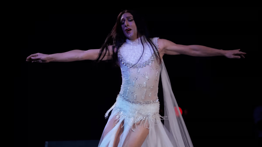 Alexandre Paulikevitch performs at a theatre in Beirut, Lebanon, Thursday, Sept. 11, 2025. (AP Photo/Hussein Malla)