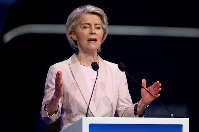 European Commission President Ursula von der Leyen attends the congress of the European People's Party (EPP), in Valencia, Spain April 29, 2025. REUTERS/Eva Manez