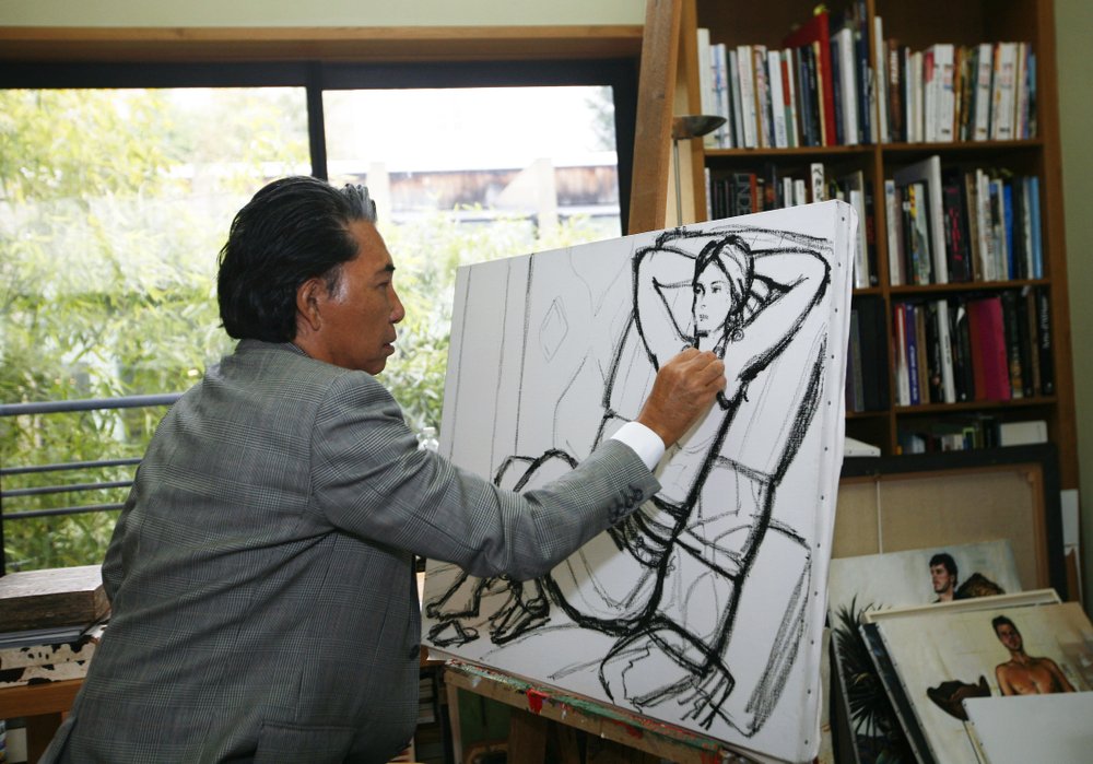 Japanese fashion designer Kenzo Takada sketches in his Paris house on March 24, 2009. Japanese fashion designer Kenzo Takada sketches in his Paris house on March 24, 2009.