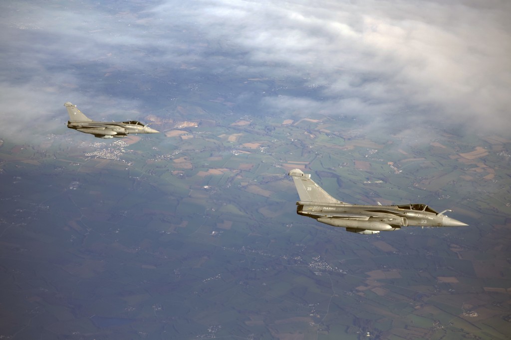 French Air Force Dassault Rafale B aircrafts. (AFP/File)