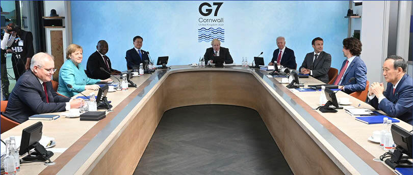 Joe Biden has swung G7 to see China as a rival, while Kishore Mahbubani, inset, thinks cooperation is vital. Joe Biden has swung G7 to see China as a rival, while Kishore Mahbubani, inset, thinks cooperation is vital.