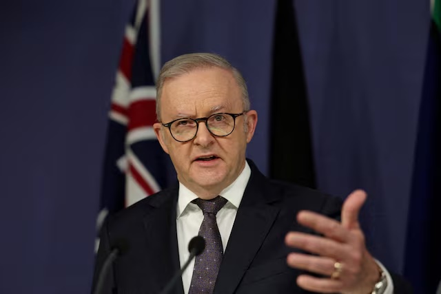 Australia's Prime Minister Anthony Albanese gestures during a press conference, in Sydney, Australia, June 18, 2026. REUTERS/Hollie Adams/File Photo 