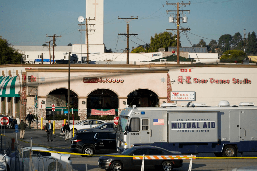 Investigators are seen outside Star Dance Studio in Monterey Park, Calif., Sunday, Jan. 22, 2023. A mass shooting took place at the dance club following a Lunar New Year celebration, setting off a manhunt for the suspect. (AP Photo/Jae C. Hong) Investigators are seen outside Star Dance Studio in Monterey Park, Calif., Sunday, Jan. 22, 2023. A mass shooting took place at the dance club following a Lunar New Year celebration, setting off a manhunt for the suspect. (AP Photo/Jae C. Hong)