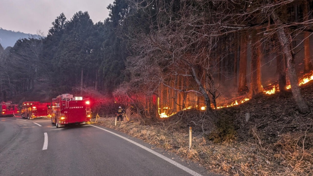 Firefighters battle flames near the city of Ofunato, Iwate Prefecture © HANDOUT / Fire and Disaster Management Agency/AFP Firefighters battle flames near the city of Ofunato, Iwate Prefecture © HANDOUT / Fire and Disaster Management Agency/AFP