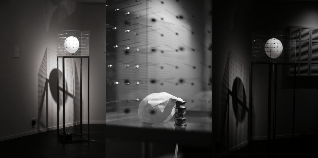 Pufferfish - a mixed‑media kinetic installation that takes the defence strategy of the pufferfish as a framework for thinking through the continuous negotiations that organise intimacy. By Kavieng Cheng, Agassiz Chan, and Charles O’Brien.