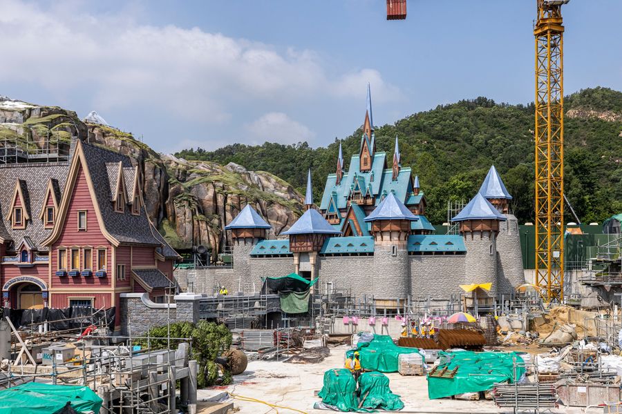 Hong Kong Disneyland Resort's new World of Frozen is under construction. Hong Kong Disneyland Resort's new World of Frozen is under construction.