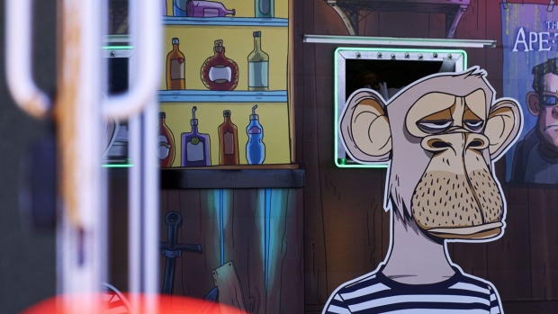 A Bored Ape display in Long Beach, California, US, in 2022. (Bloomberg) A Bored Ape display in Long Beach, California, US, in 2022. (Bloomberg)