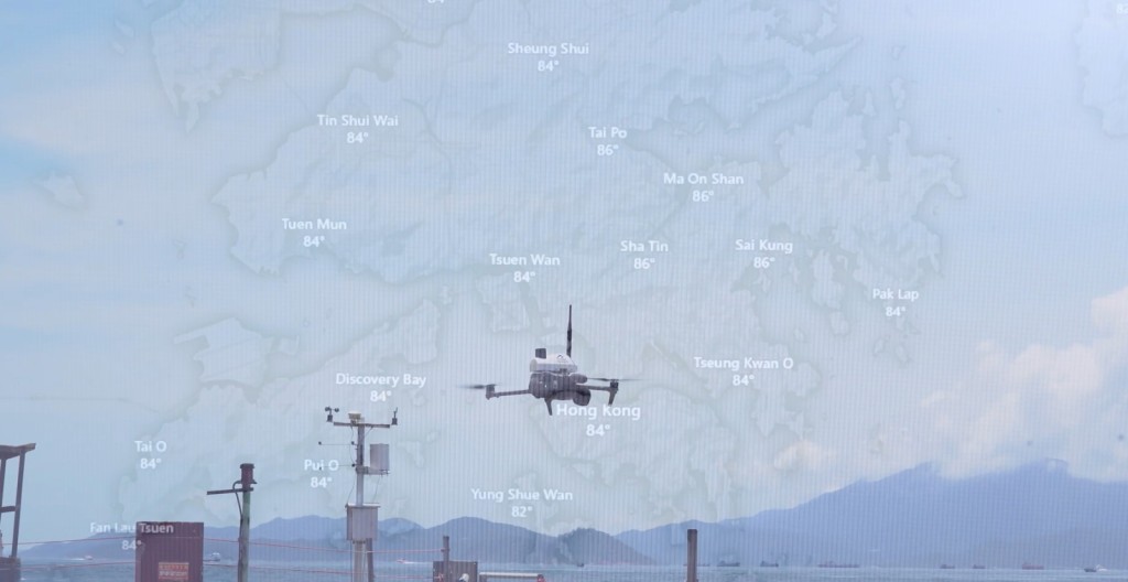 A sentry drone in operation.