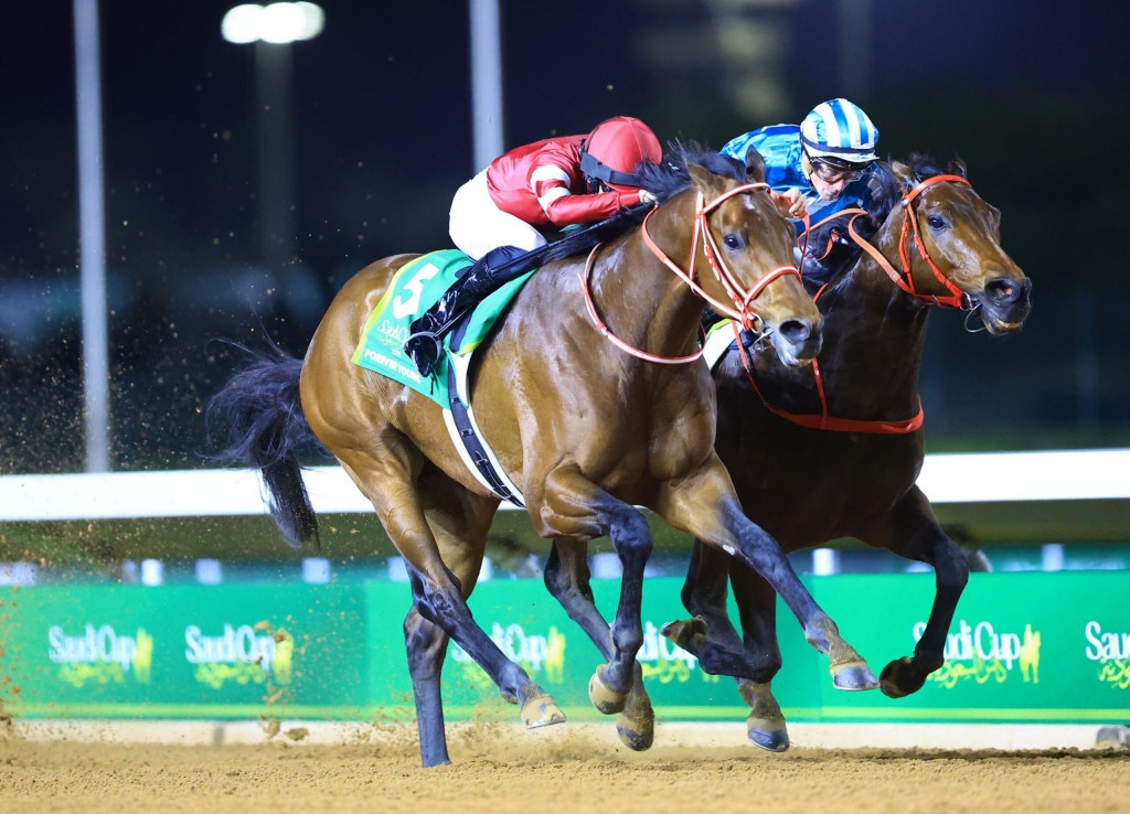 Forever Young edges out Romantic Warrior in the 'Rumble in Riyadh'. Shuhei Okada/Idol Horse