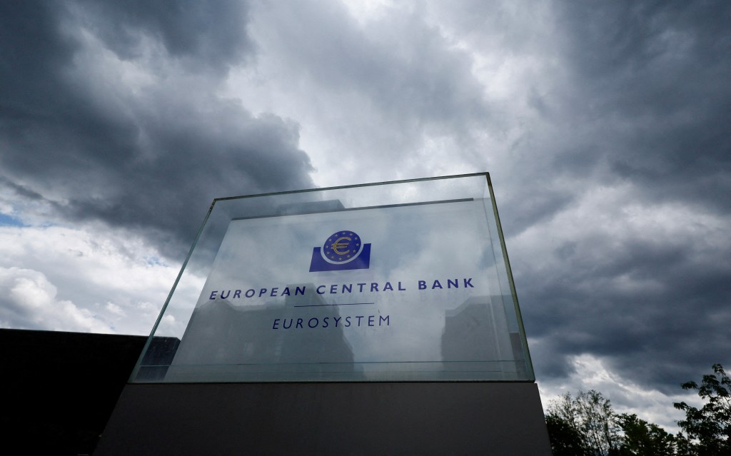 Dark clouds are seen over the building of the European Central Bank (ECB) before the ECB's monetary policy meeting in Frankfurt, Germany, June 6, 2024.    REUTERS/Wolfgang Rattay/File Photo