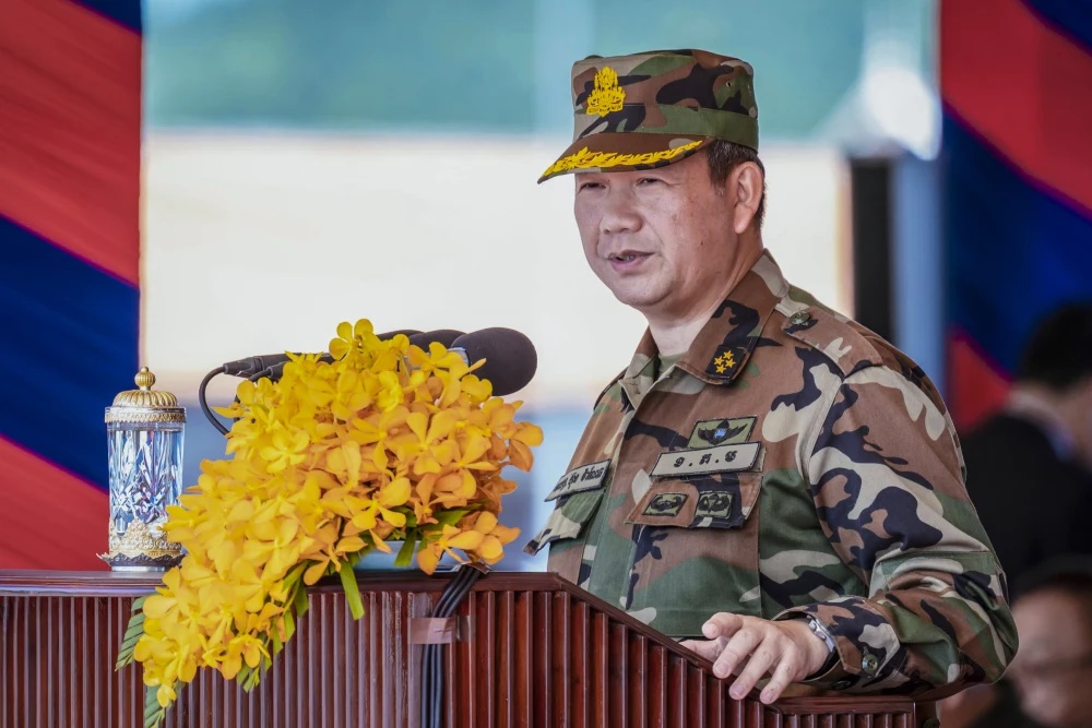 ambodian Prime Minister Hun Manet delivers a speech Monday. Agence Kampuchea Press via AP